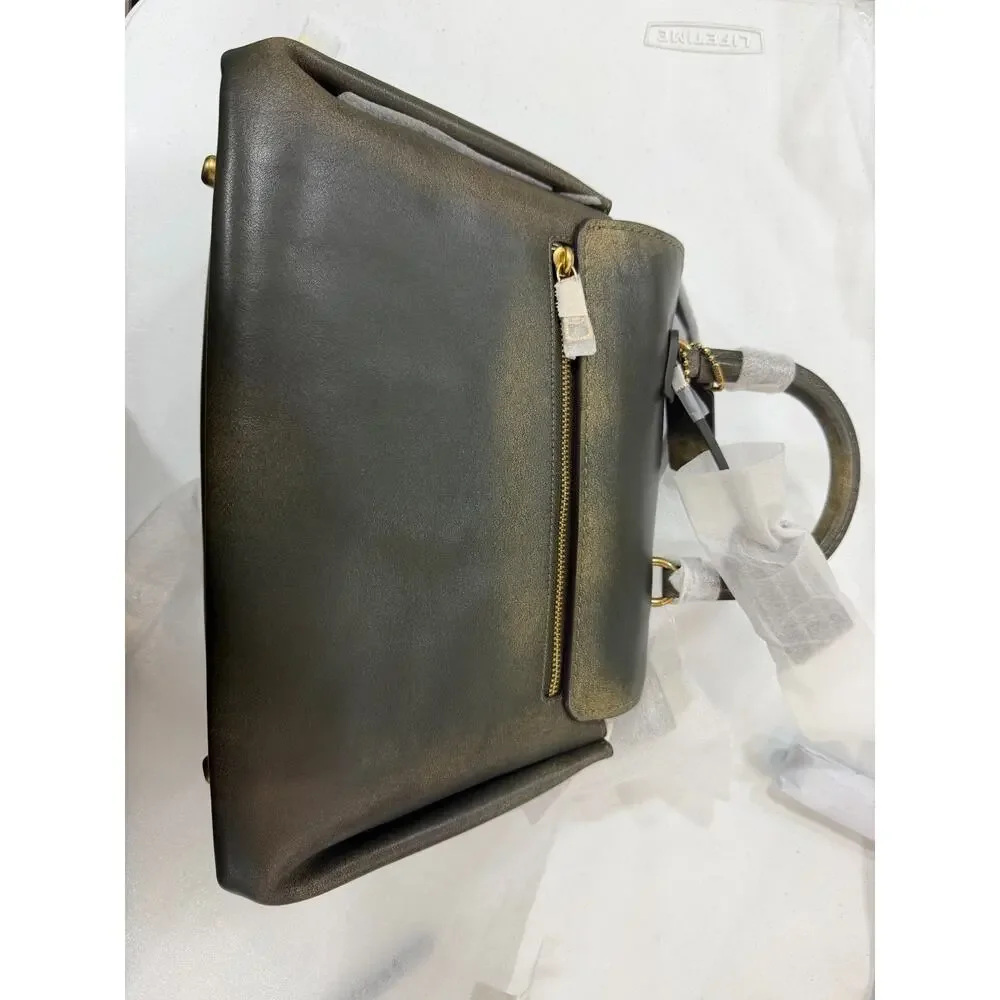 NWT B3-007 Coach Loved Leather Rogue 31 Bag Brass Green Full GrainLeatherCEN47